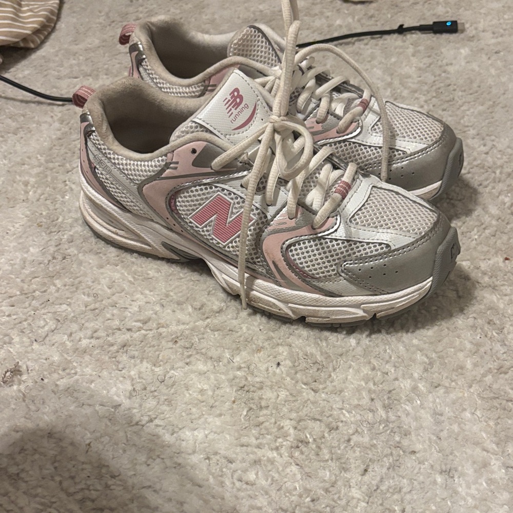 New Balance Women's Pink and White Sneakers